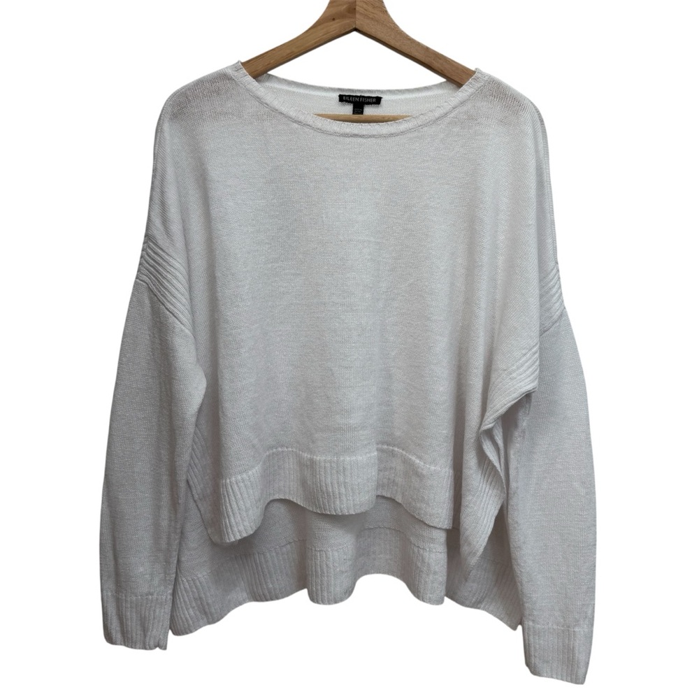 Eileen Fisher Lightweight Oversized Dolman Sleeve Side Slits Sweater Women Large